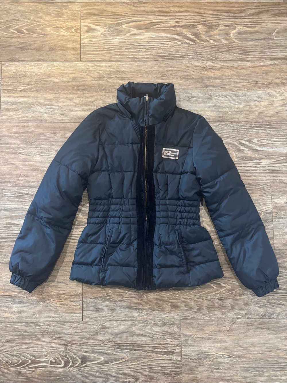 Baby Phat Black Quilted Puffer Jacket w/ Cinched Waist Vintage Y2K Women's Small